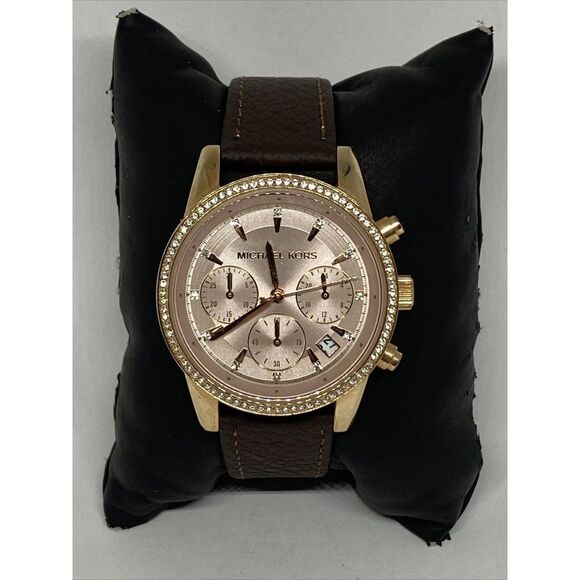 Michael Kors Ritz MK6307 Women's Brown Leather Analog Dial Quartz Watch EY170 - Picture 1 of 12